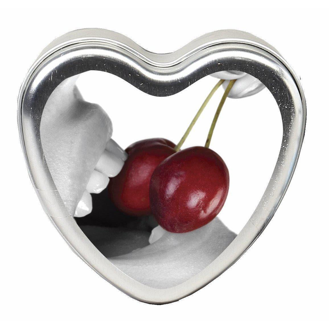 Earthly Body Heart-Shaped Hemp Seed Edible Massage Candle Cherry 4 Oz - Romantic Blessings