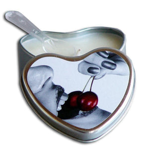 Earthly Body Heart-Shaped Hemp Seed Edible Massage Candle Cherry 4 Oz - Romantic Blessings