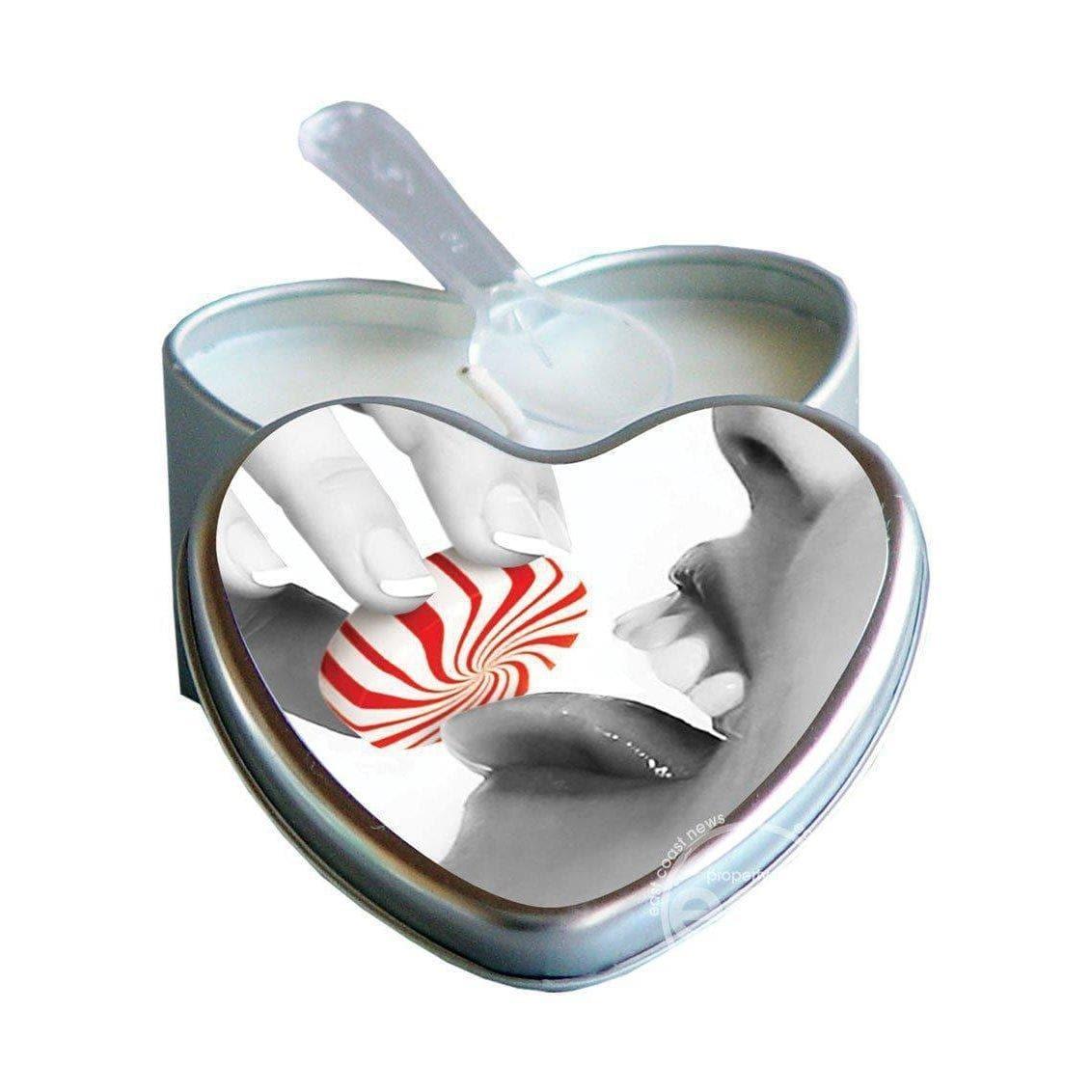 Earthly Body Heart-Shaped Hemp Seed Edible Massage Candle Mint 4 Oz - Romantic Blessings