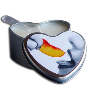 Earthly Body Heart-Shaped Hemp Seed Edible Massage Candle Peach 4 Oz - Romantic Blessings