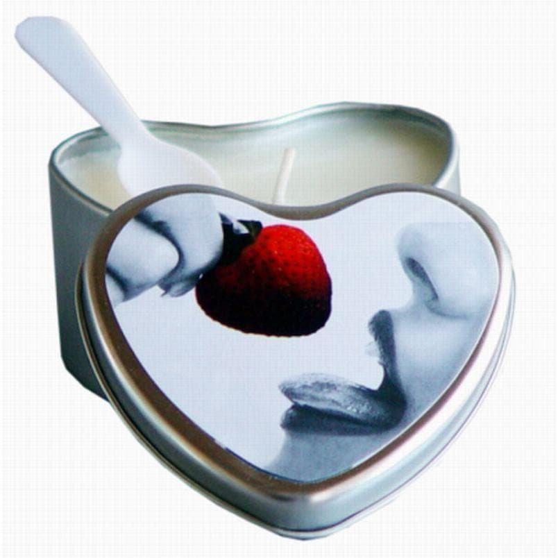 Earthly Body Heart-Shaped Hemp Seed Edible Massage Candle Strawberry 4 Oz - Romantic Blessings