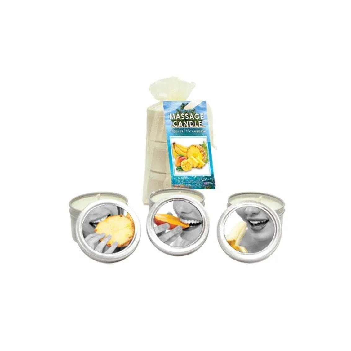 Earthly Body Hemp Seed Tropical Edible Massage Candle 3 Pc Set 2 Oz - Romantic Blessings