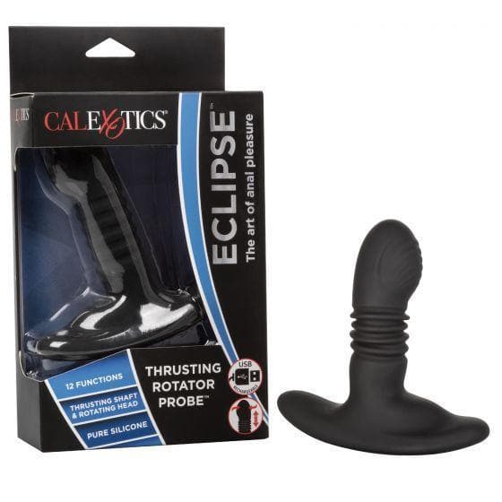 Eclipse Thrusting Rotator Probe Silicone Rechargeable Vibrating Butt Plug With Remote Control - Romantic Blessings