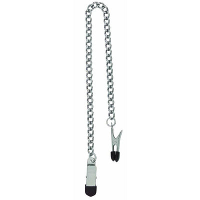 Endurance Broad Tip Alligator Style Nipple Clamps with Link Chain for Large Nipples - Romantic Blessings