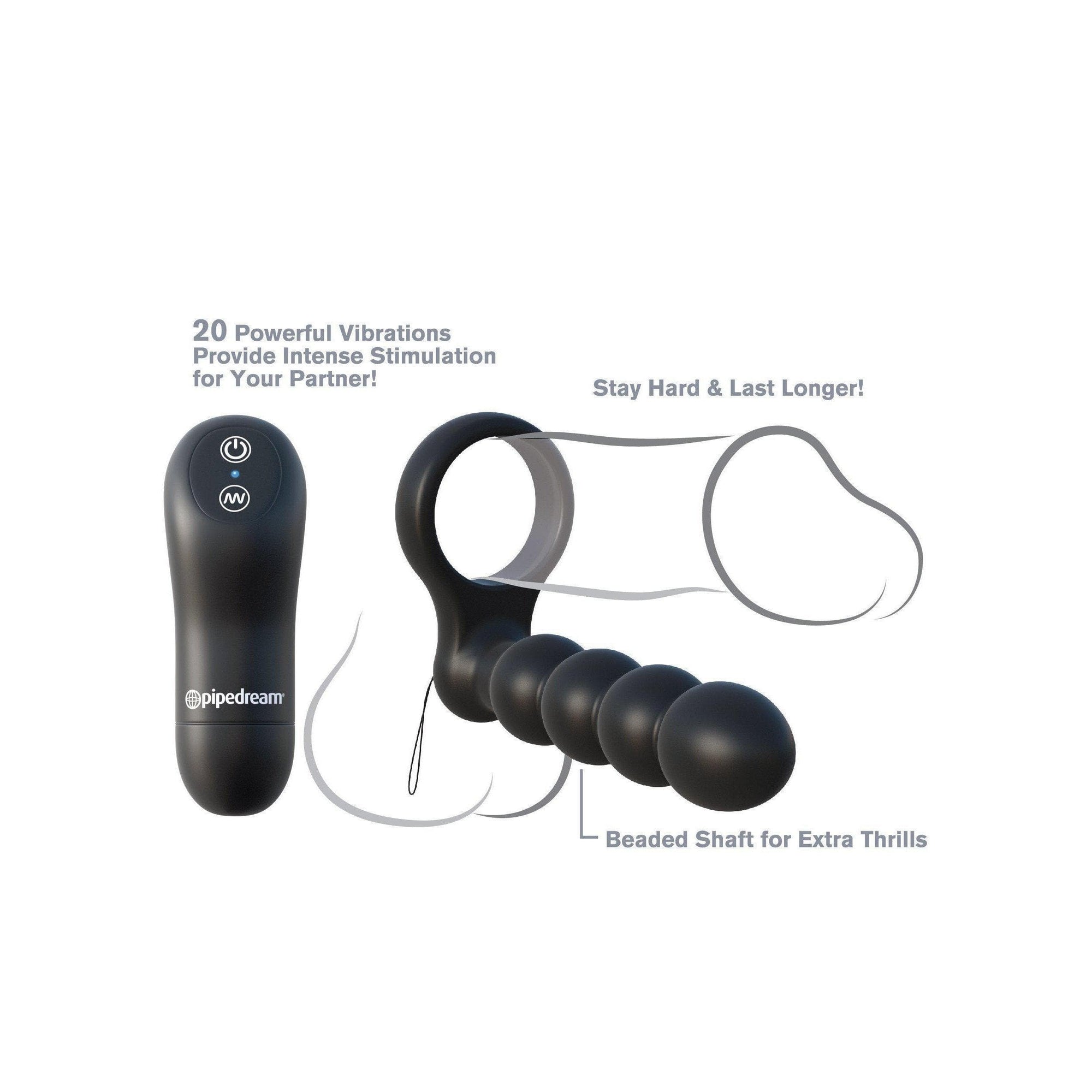 Fantasy C-ringz Remote Double Penetrator Black - Romantic Blessings
