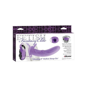 Fantasy Elite Vibrating 8 Inch Hollow Strap On Silicone Waterproof Purple - Romantic Blessings