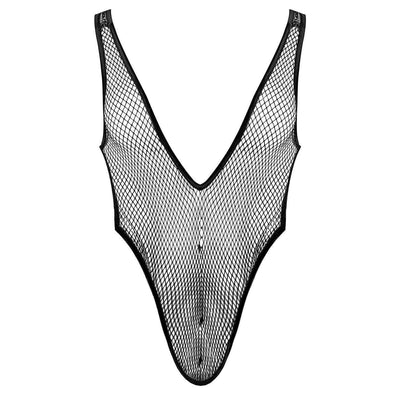 Magic Silk Fishnet Deep Plunge Teddy Black - Romantic Blessings