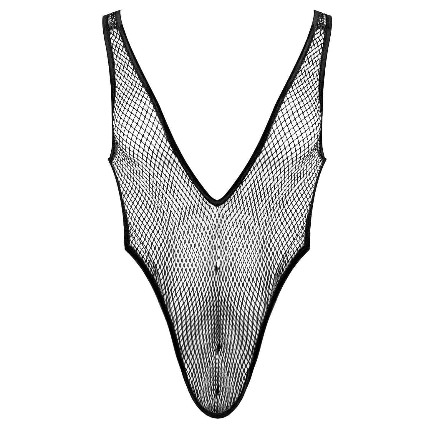 Magic Silk Fishnet Deep Plunge Teddy Black - Romantic Blessings