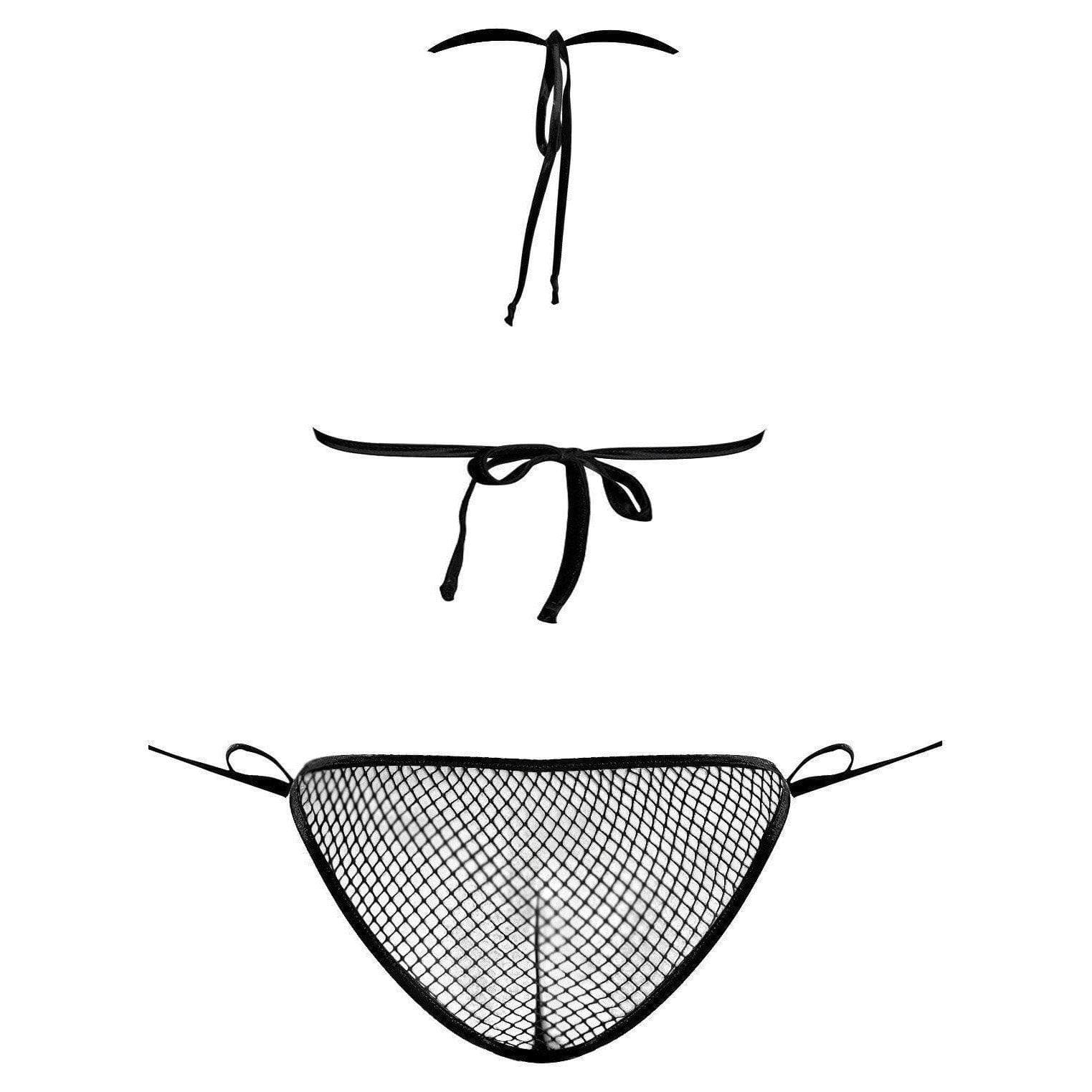 Magic Silk Fishnet Tie Bra & Bikini Set Black - Romantic Blessings