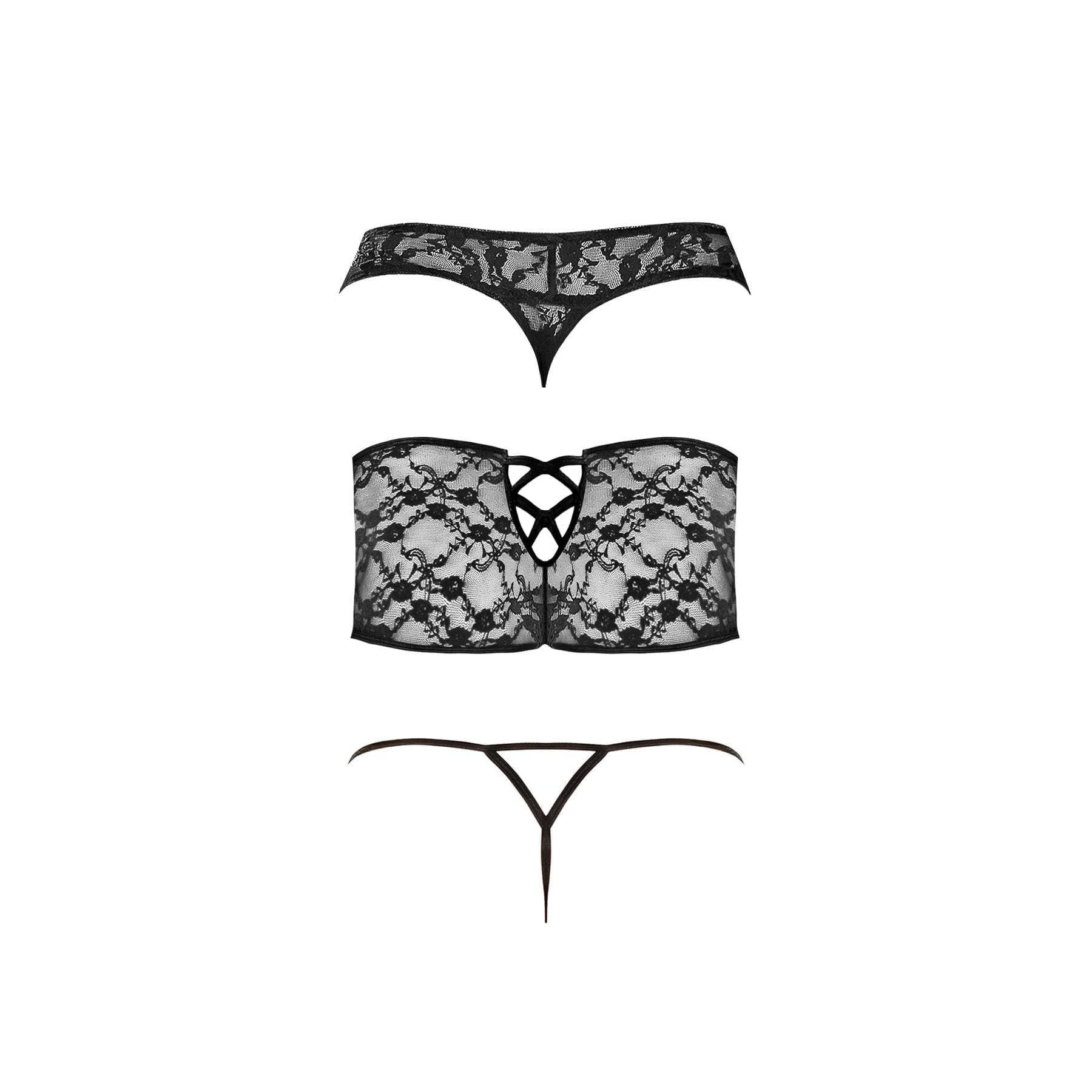 Magic Silk Booty Packs Lace Crotchless 3 Pack Black - Romantic Blessings