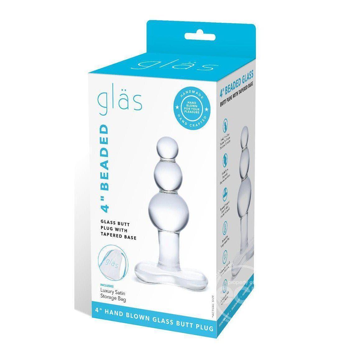 Glas Beaded Glass 4" Butt Plug With Tapered Base Clear - Romantic Blessings