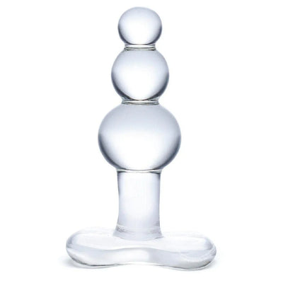 Glas Beaded Glass 4" Butt Plug With Tapered Base Clear - Romantic Blessings