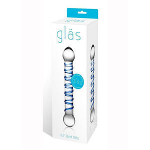 Glass Spiral Glass Dildo Clear and Blue 6.5 Inches - Romantic Blessings