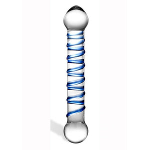 Glass Spiral Glass Dildo Clear and Blue 6.5 Inches - Romantic Blessings