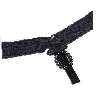 Crotchless Vibrating Panties With Pleasure Beads Black - Romantic Blessings