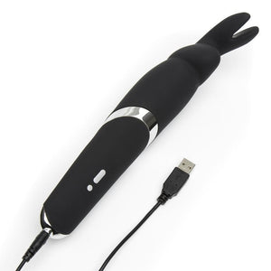 Happy Rabbit Rechargeable Wand 10 Mode 3 Speed Vibrator Black - Romantic Blessings