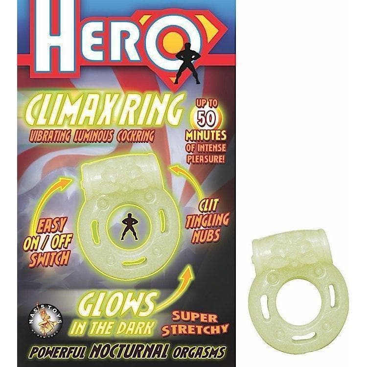 Hero Climax Glow In The Dark Erection Enhancement Penis Ring with Clitoral Tingling Nubs - Romantic Blessings