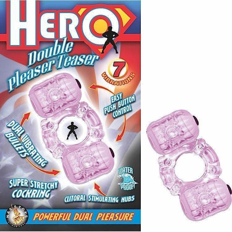 Hero Double Pleaser Teaser 7 Pattern Dual Bullet Couples Ring Vibrator - Romantic Blessings
