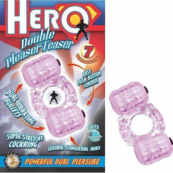 Hero Double Pleaser Teaser 7 Pattern Dual Bullet Couples Ring Vibrator -  Romantic Blessings