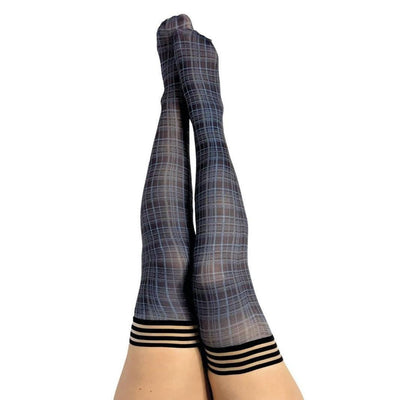 Kixies Debbie Plaid Thigh Highs Navy - Romantic Blessings