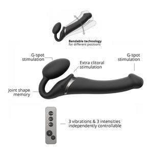 Strap-On-Me Remote Control Vibrating Bendable Strap-On Medium - Romantic Blessings