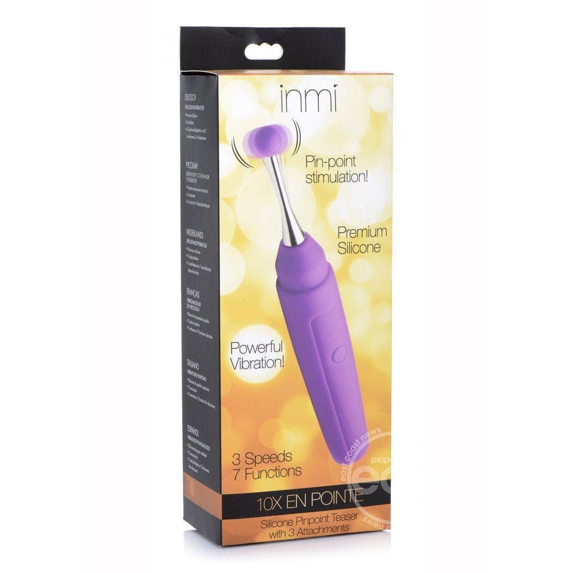 Inmi 10X En Pointe Teaser Silicone Rechargeable Stimulator With 3 Attachments - Purple - Romantic Blessings
