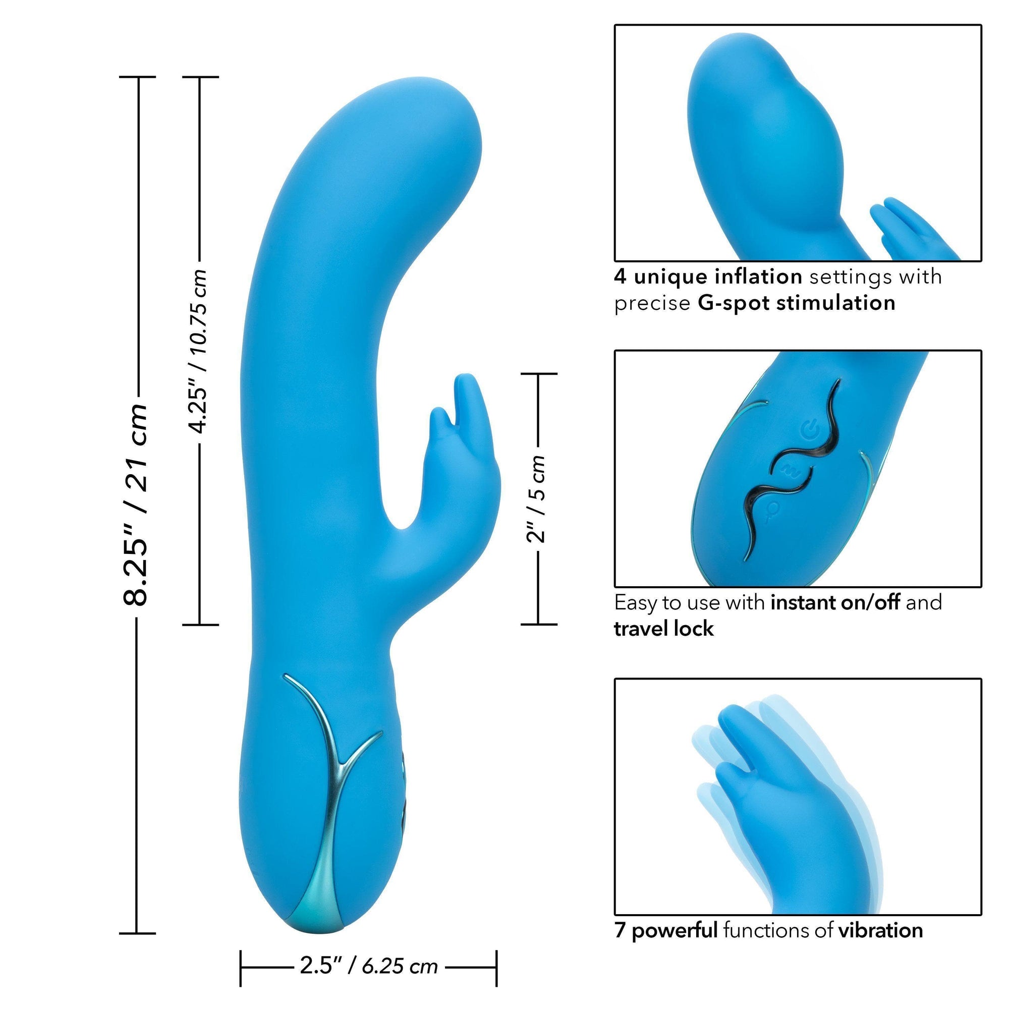 Insatiable G Spot Inflatable G-Bunny Silicone Rechargeable Rabbit Vibrator - Romantic Blessings