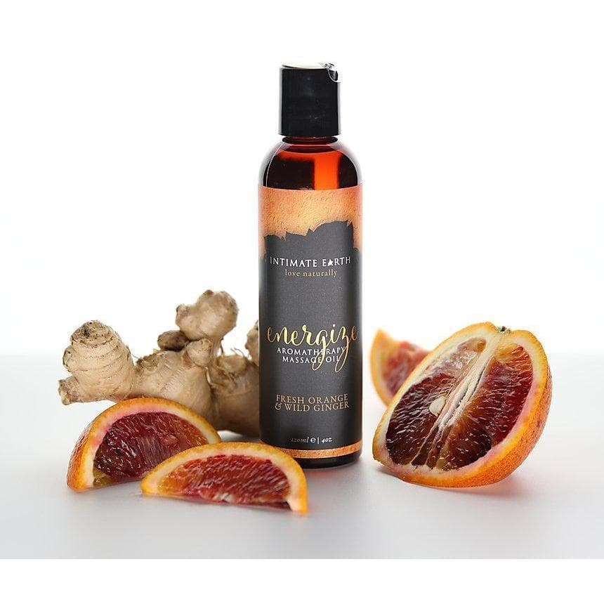 Intimate Earth Energize Aromatherapy Organic Nourishing Massage Oil Fresh Orange and Wild Ginger - Romantic Blessings