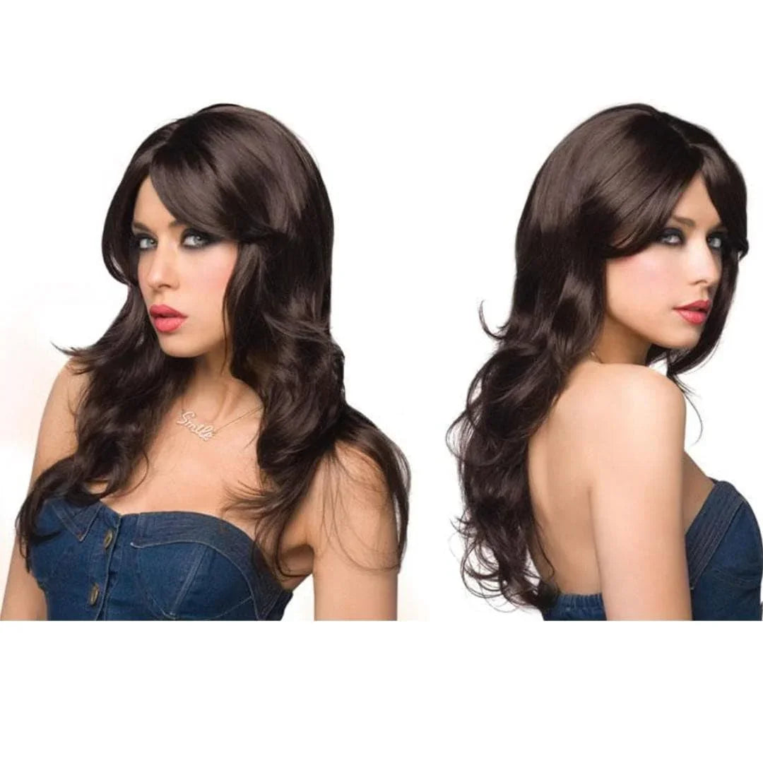 Pleasure Wigs Jessie Long Wavy Hair Bangless Wig Dark Brown - Romantic Blessings