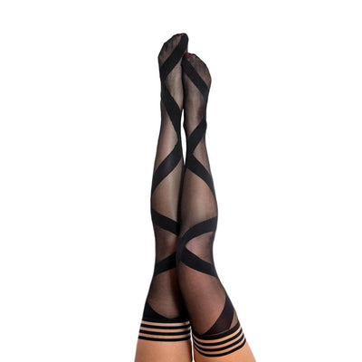 Kixies Jackie Ballet Thigh Highs Black - Romantic Blessings