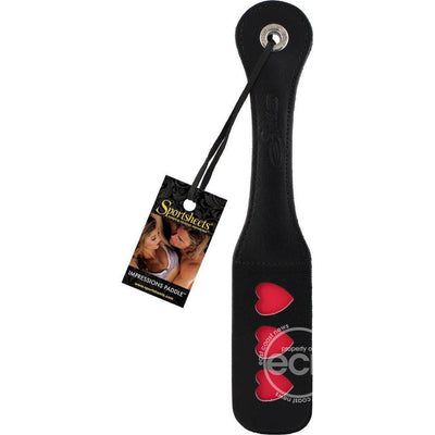 Leather Impression Mini Paddle Heart 12 Inch Black - Romantic Blessings