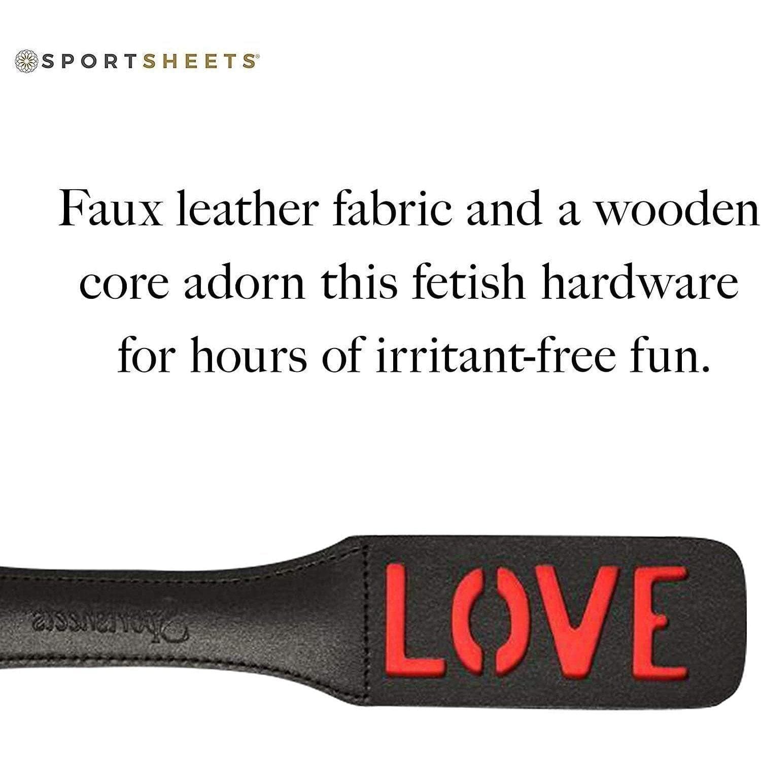 Leather Impression Paddle Love 12 Inch Black for Couples Playful Sessions - Romantic Blessings
