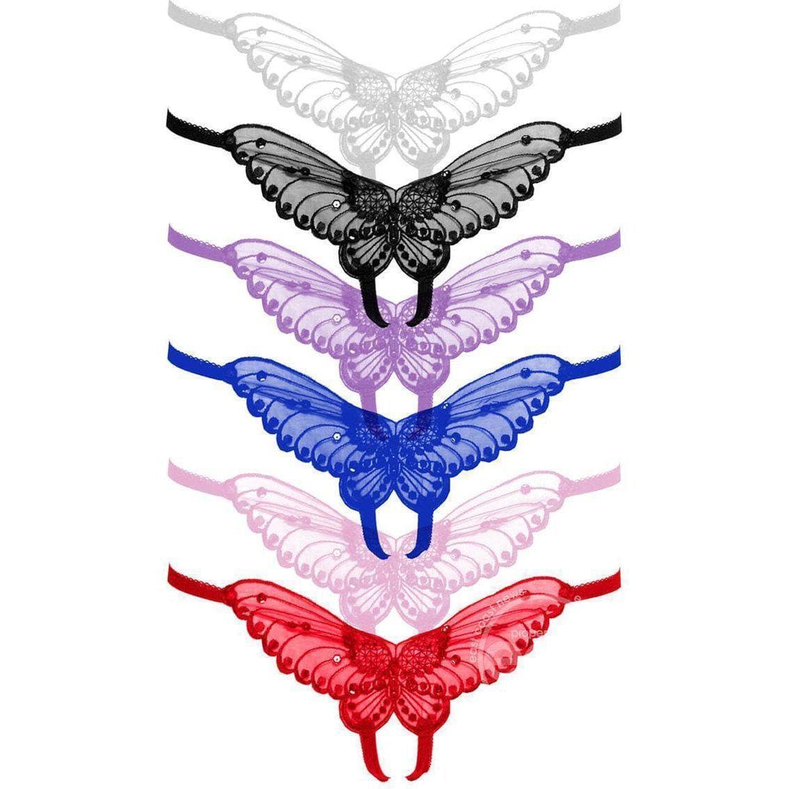 Leg Avenue Butterfly Crotchless With Pearl Sequin Detail (12 Pack) Assorted Colors - Romantic Blessings