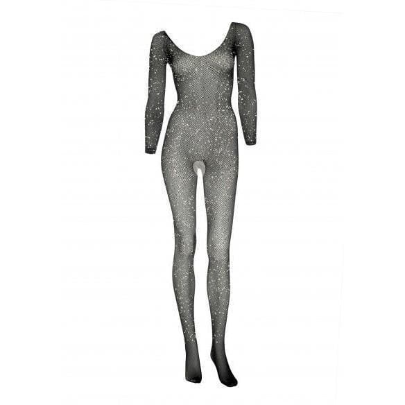 Leg Avenue Crystalized Seamless Fishnet Long Sleeved Open Crotch Body Stocking - Romantic Blessings