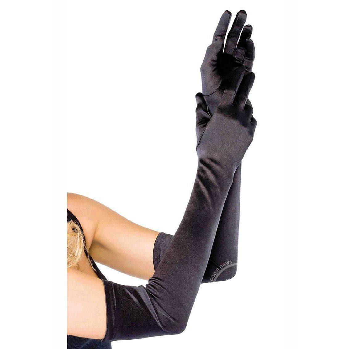 Leg Avenue Extra Long Satin Gloves Black - Romantic Blessings