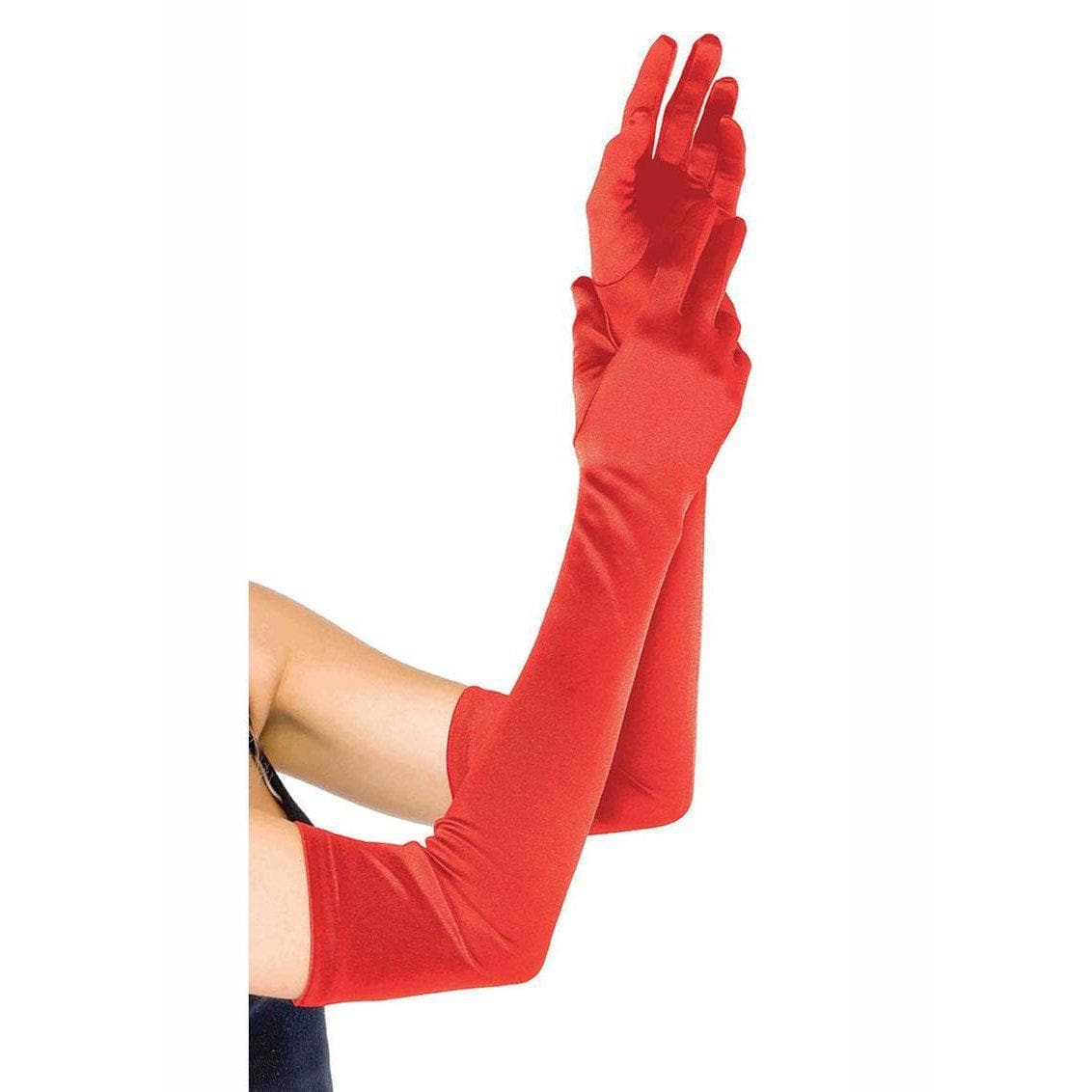 Leg Avenue Extra Long Satin Gloves Red - Romantic Blessings