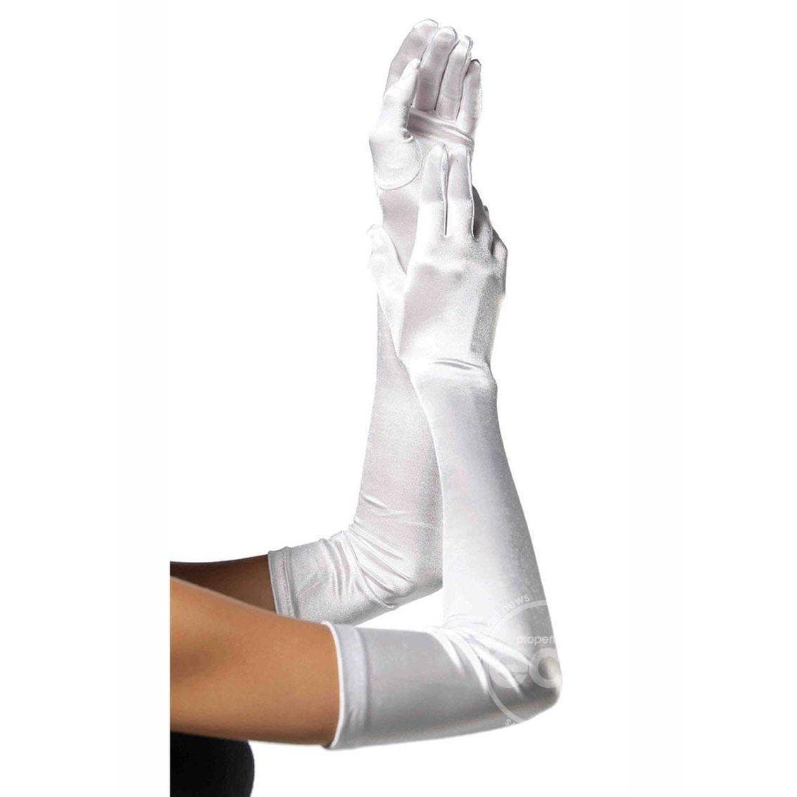 Leg Avenue Extra Long Satin Gloves White - Romantic Blessings