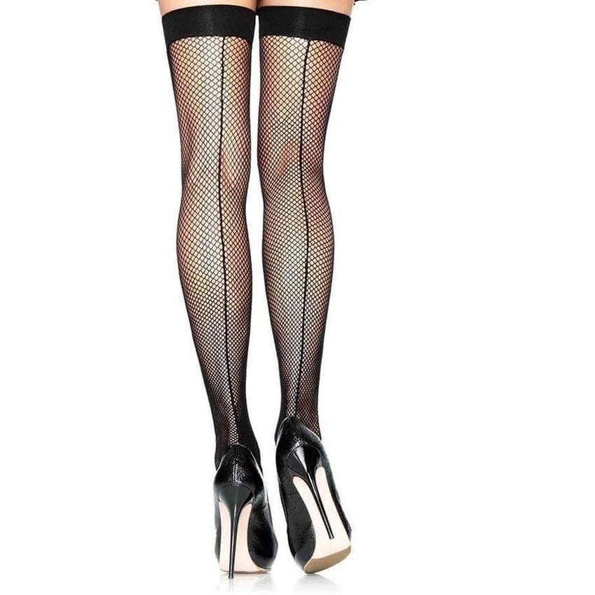 Leg Avenue Fishnet Stockings With Backseam Black - Romantic Blessings