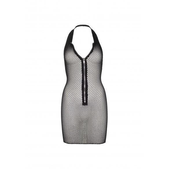 Leg Avenue Fishnet Zip Up Halter Mini Dress Black - Romantic Blessings