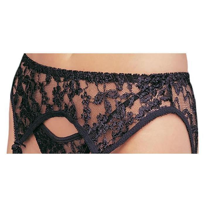 Leg Avenue Lace Garter Belt With Thong 2 Piece Black - Romantic Blessings