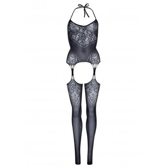 Leg Avenue Seamless Lace Jacquard Net Suspender Bodystocking - Romantic Blessings