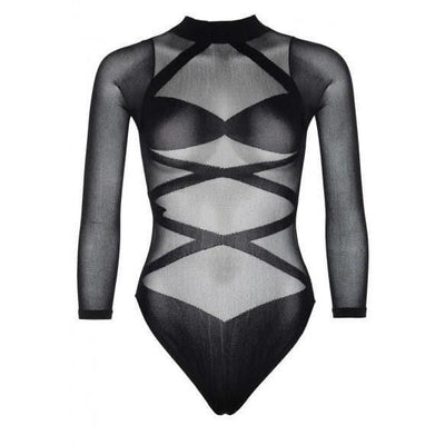 Leg Avenue Sheer Criss Cross Body Suit With Matching Thigh High 2pc - Romantic Blessings