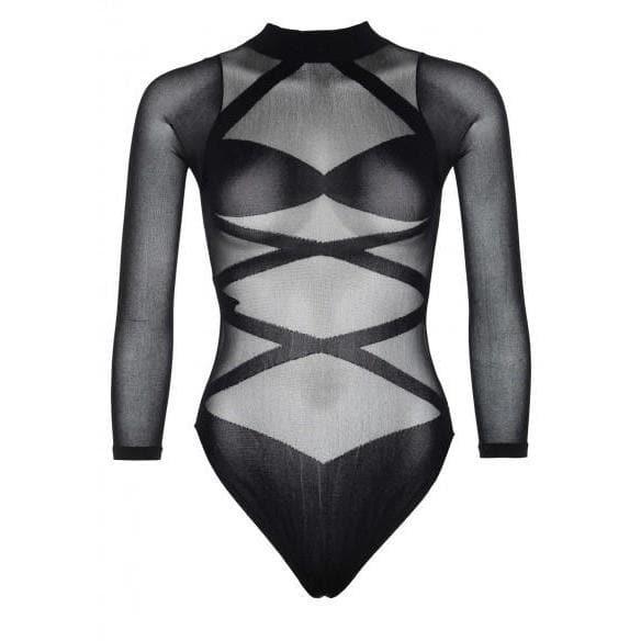 Leg Avenue Sheer Criss Cross Body Suit With Matching Thigh High 2pc - Romantic Blessings