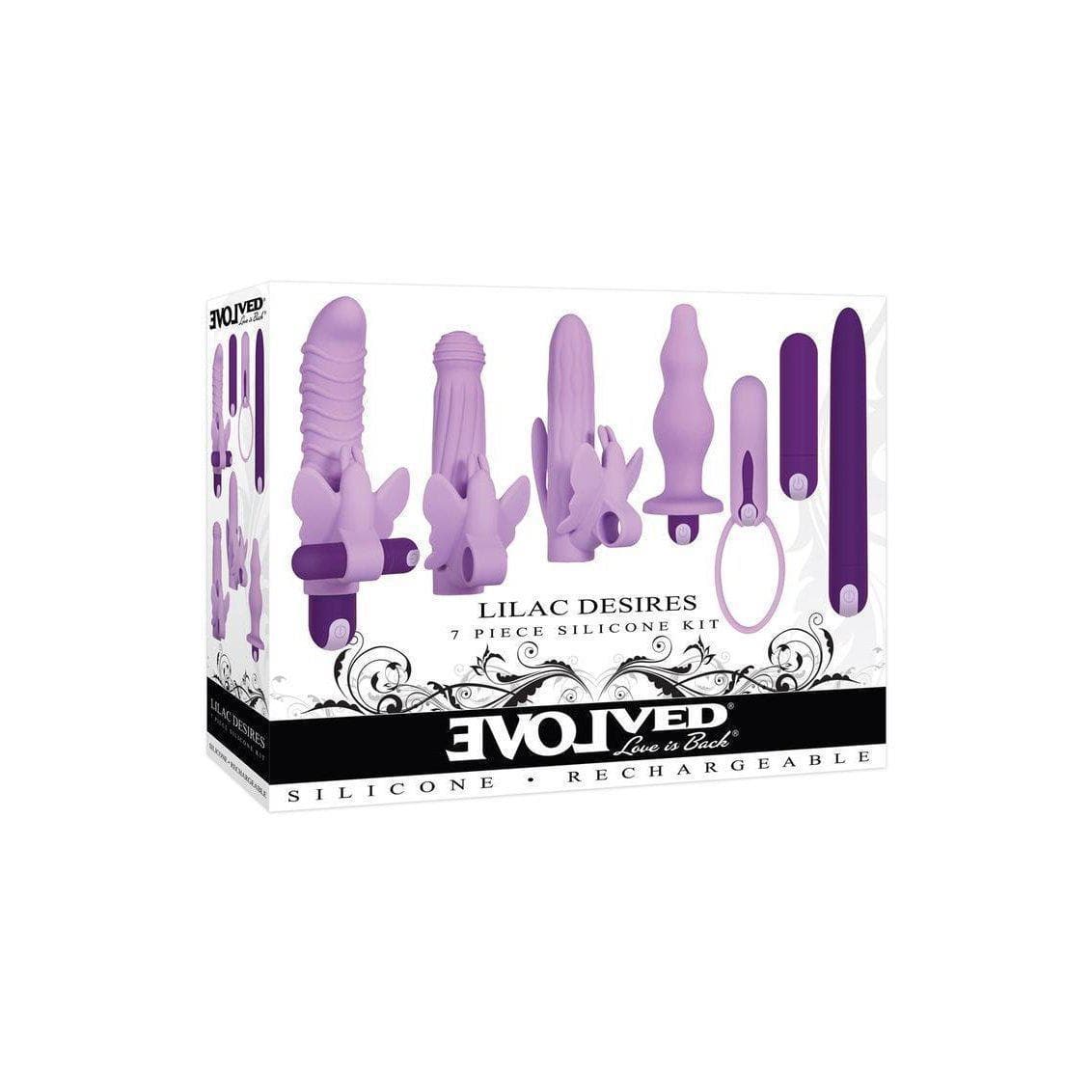 Lilac Desires Silicone Rechargeable Butterfly 7 Piece Kit - Romantic Blessings