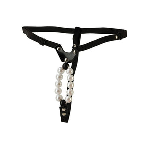 Lovers G String Thong With Pleasure Pearls One Size Black - Romantic Blessings