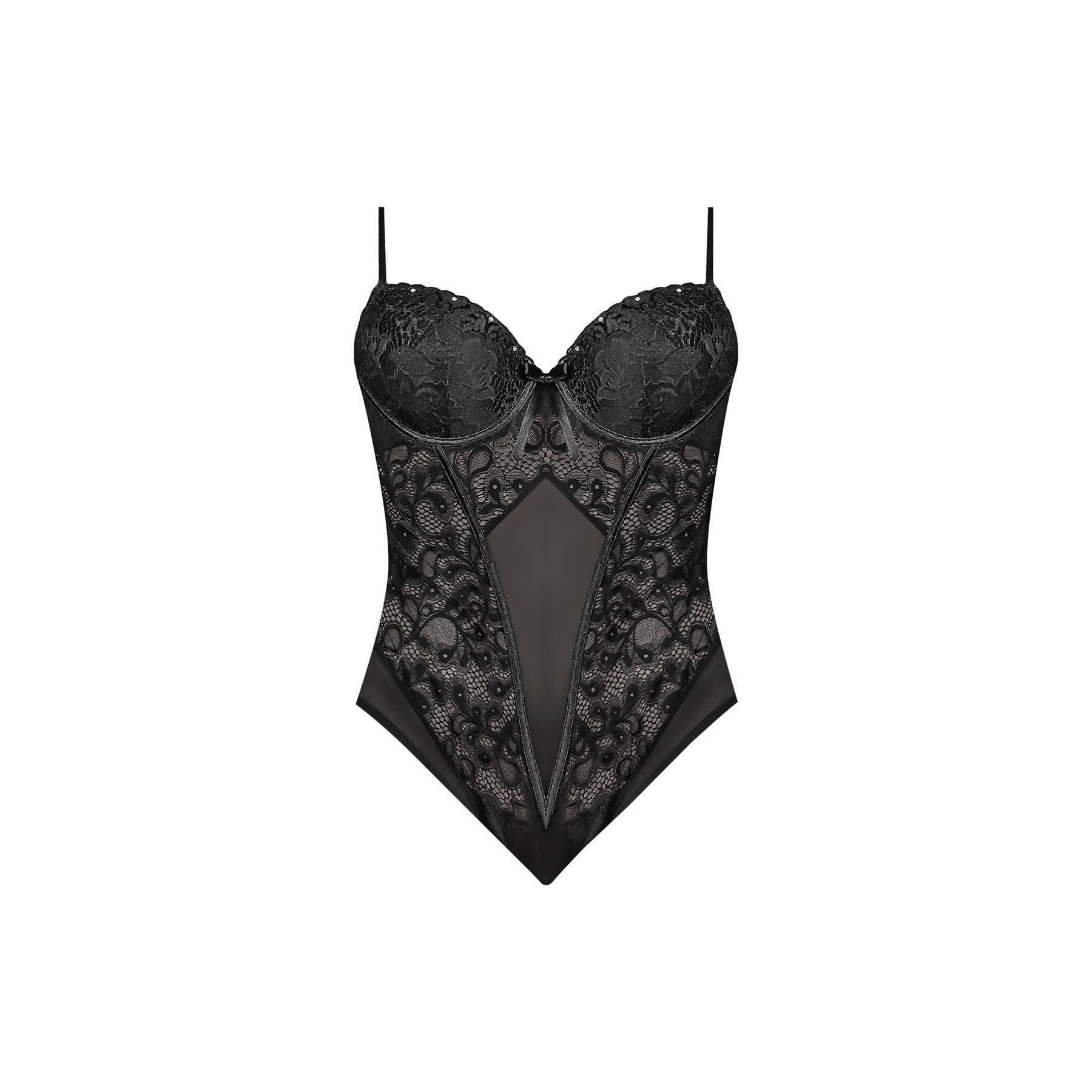 Magic Silk Nightfall Crotchless Teddy Black - Romantic Blessings