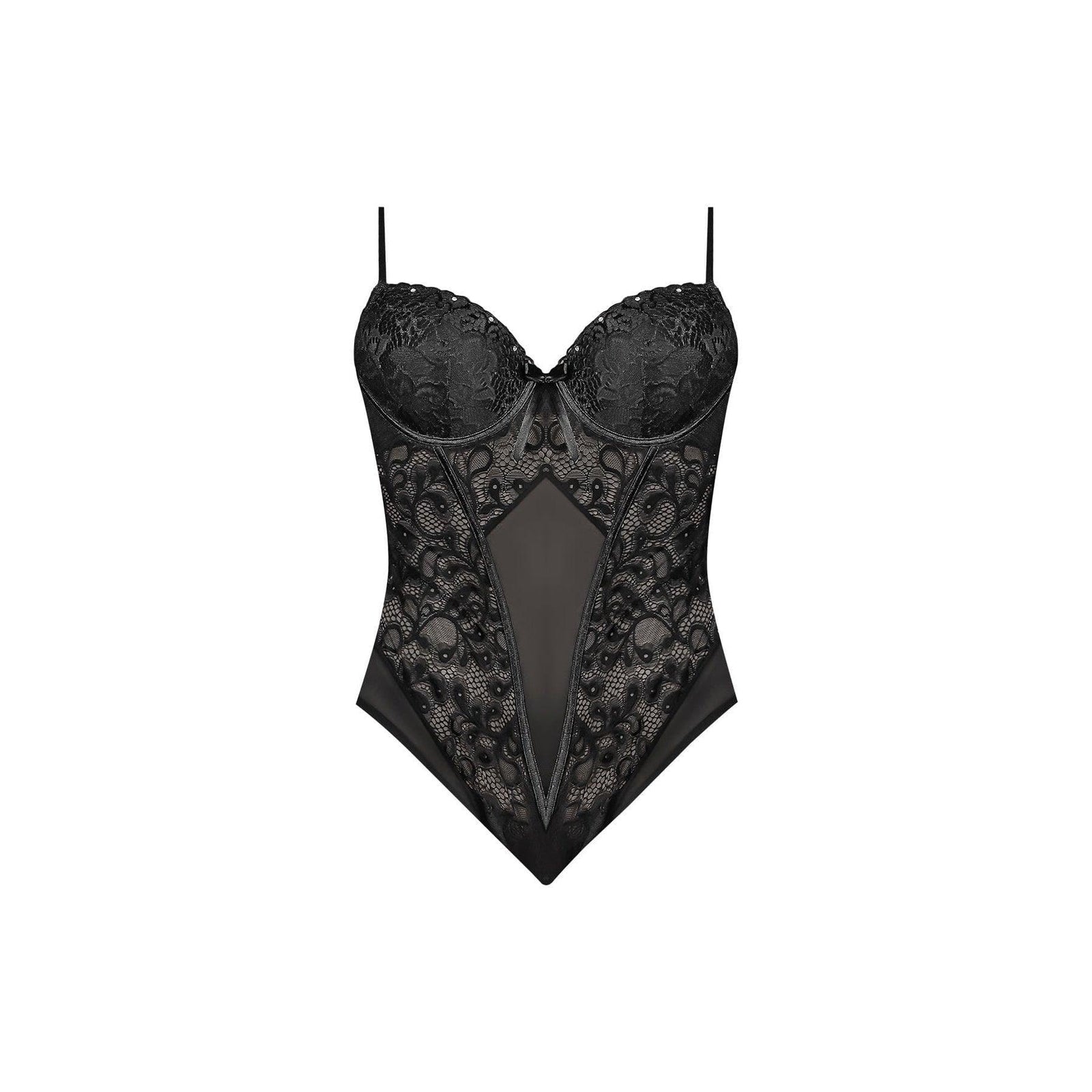 Magic Silk Nightfall Crotchless Teddy Black - Romantic Blessings