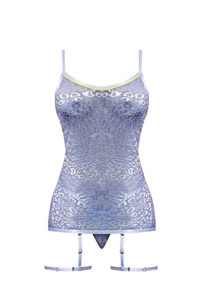 Magic Silk Urban Jungle Garter & G-String Purple