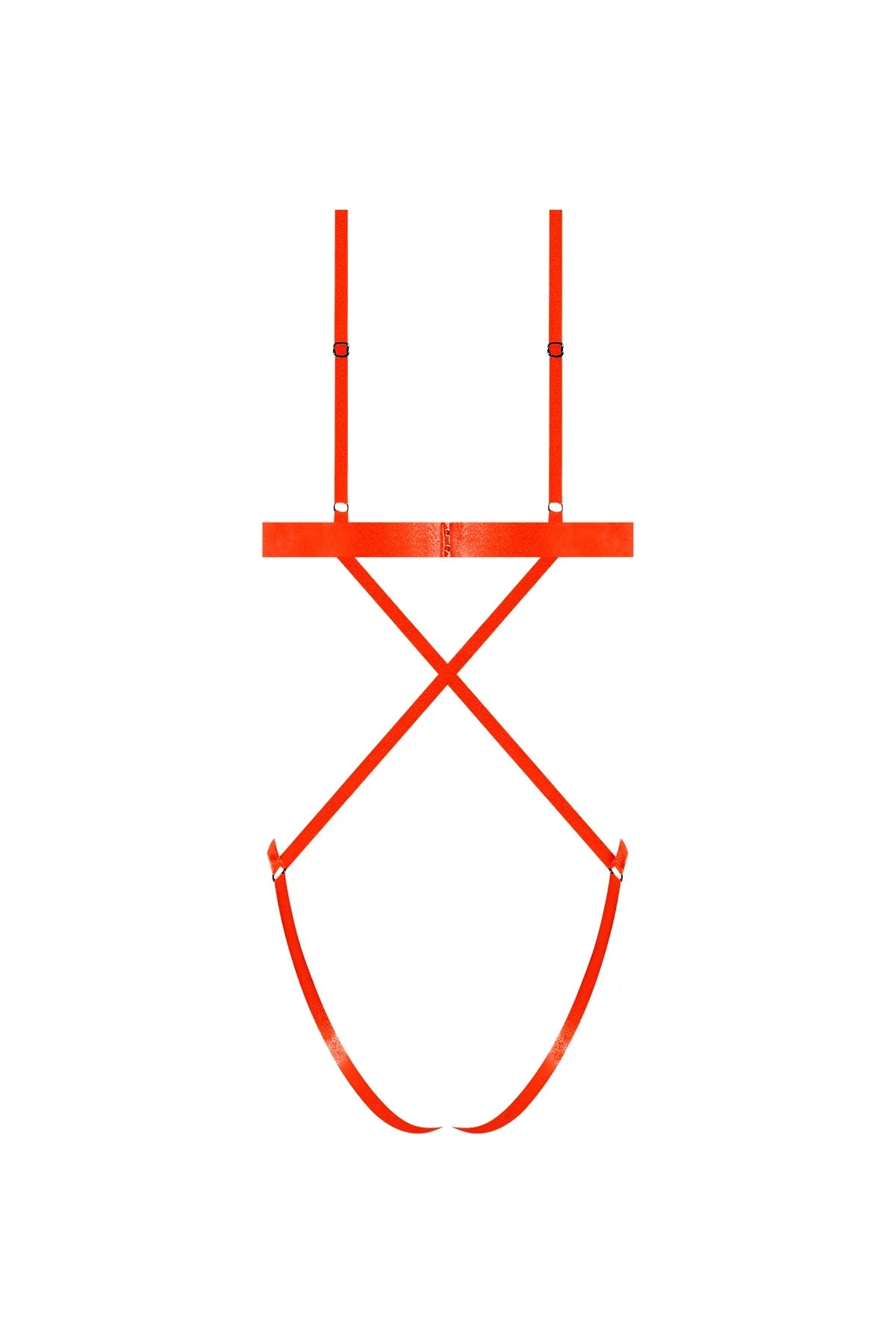 Magic Silk Strap Tease Cupless & Crotchless Teddy Orange