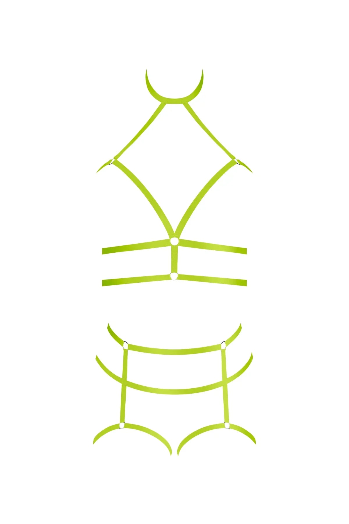 Magic Silk Strap Tease Cupless Choker Bra & Open Cage Short Yellow